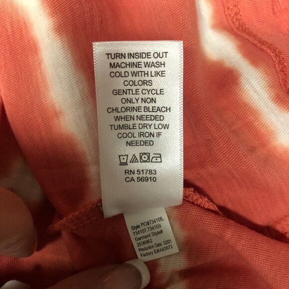 Maurices Top Womens Size Large Tie Dye V Neck Cotton Coral White Faux Wrap Shirt - Picture 7 of 9